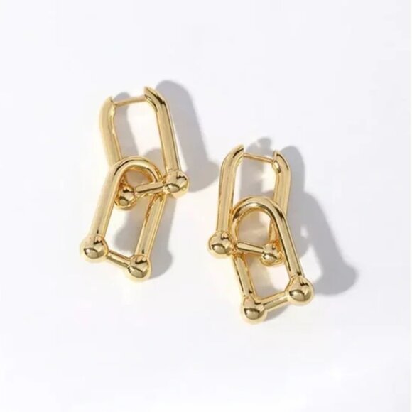 Anthropologie Jewelry - 14K gold filled chain link earrings